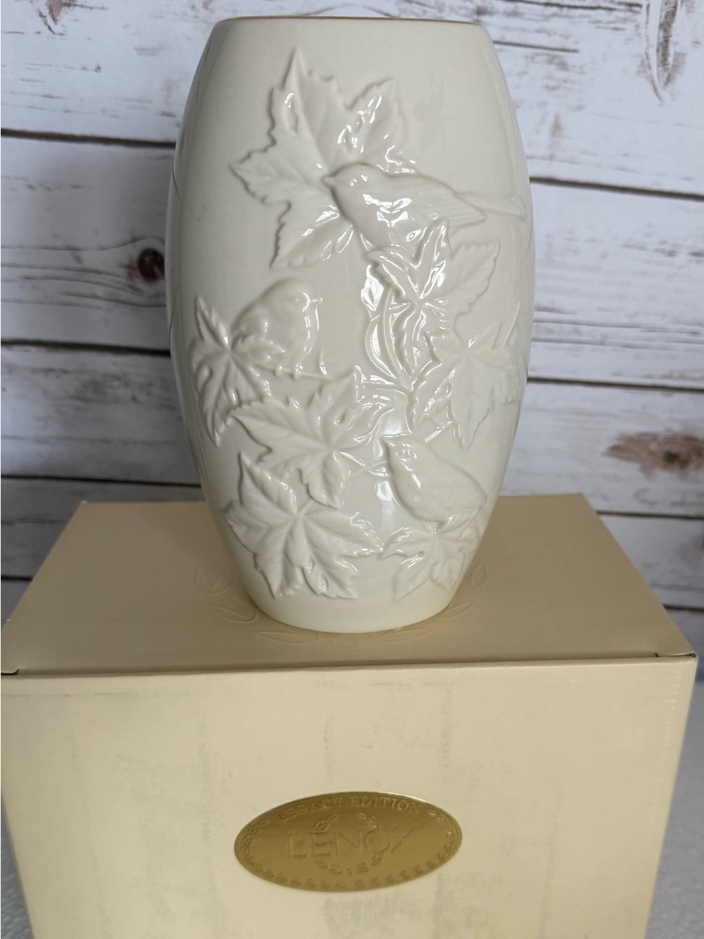Lenox Four Seasons "Fall" Vase Ivory Porcelain Gold Rim COA Numbered 890